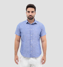 Camisa Manga Curta Slim Fit Linho Mr Zaro